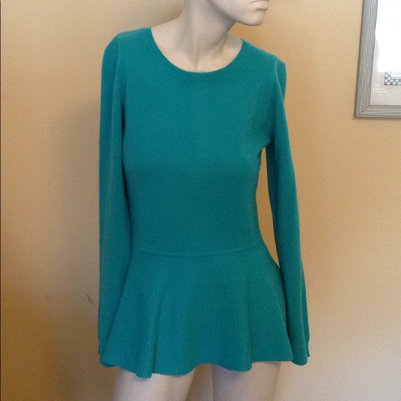 Kate & Mallory Designs Sweaters - M 100% Cashmere Mermaid Green Peplum Buttons Long